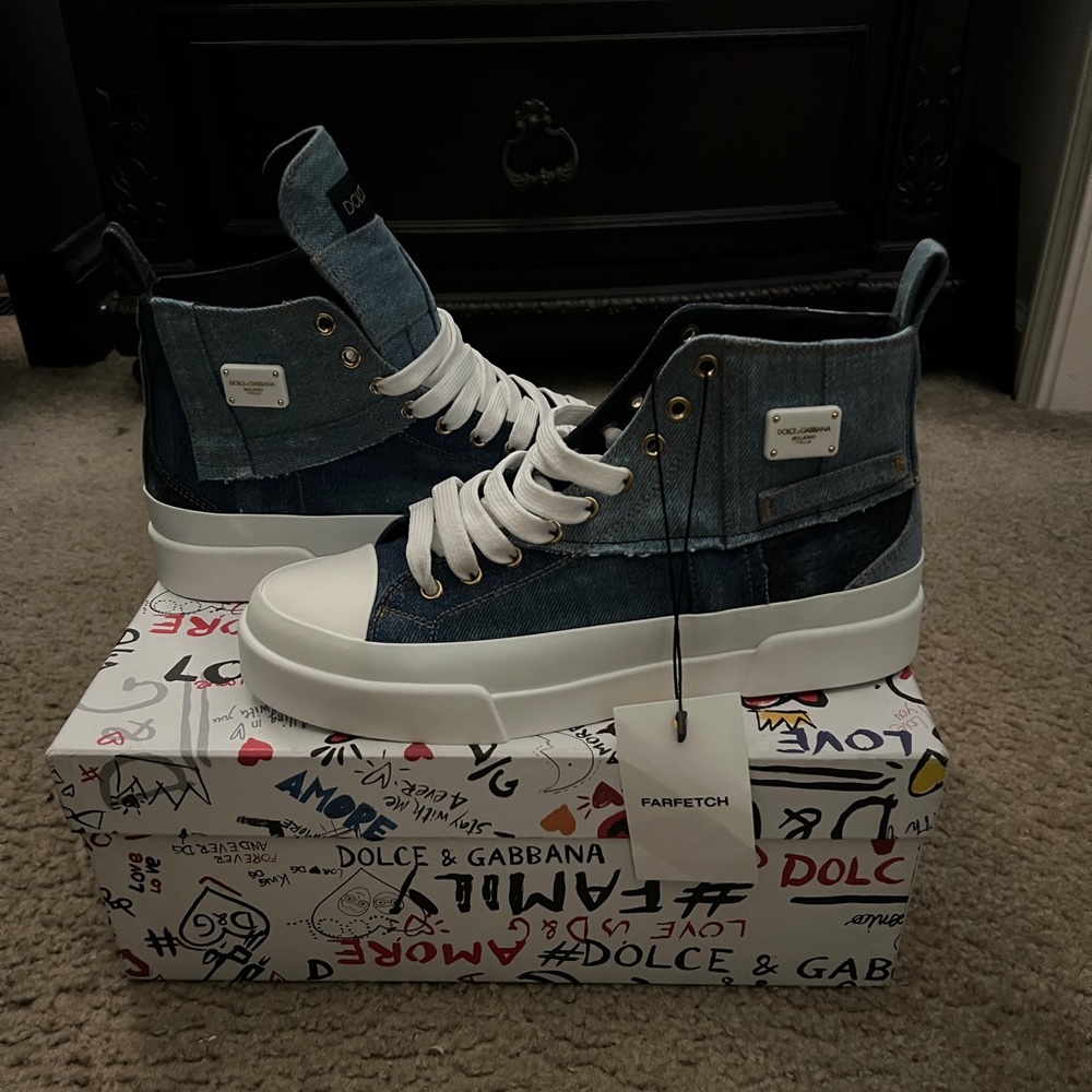 Dolce & Gabbana Patchwork Denim Sneakers